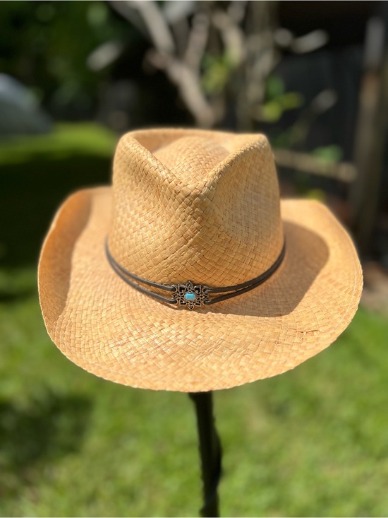 Stetson Accessories - Stetson Natural Straw Western Hat with Turquoise Concho